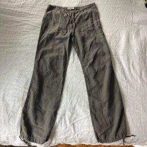 0039 Italy 100% Linen Pants - Grey (Sz M)